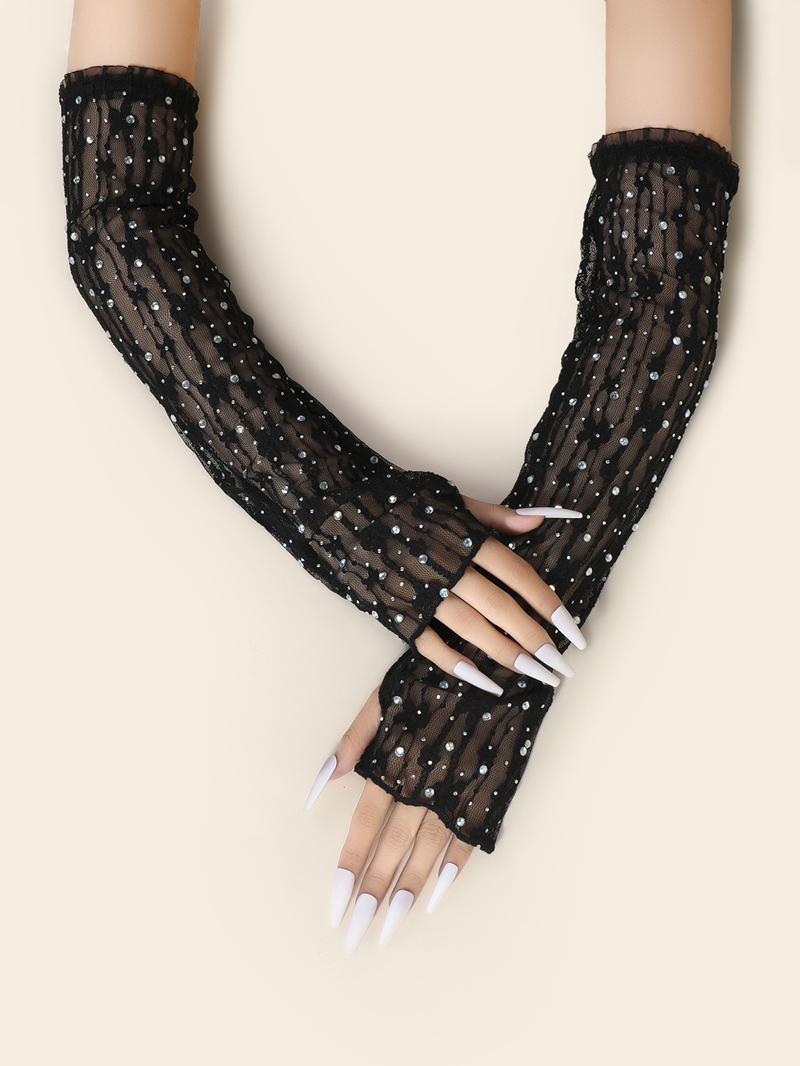 

Лаковые сетчатые эластичные перчатки со стразами, блестящие длинные декоративные перчатки, перчатки для этикета, вечеринки, фестиваля, свадьбы
