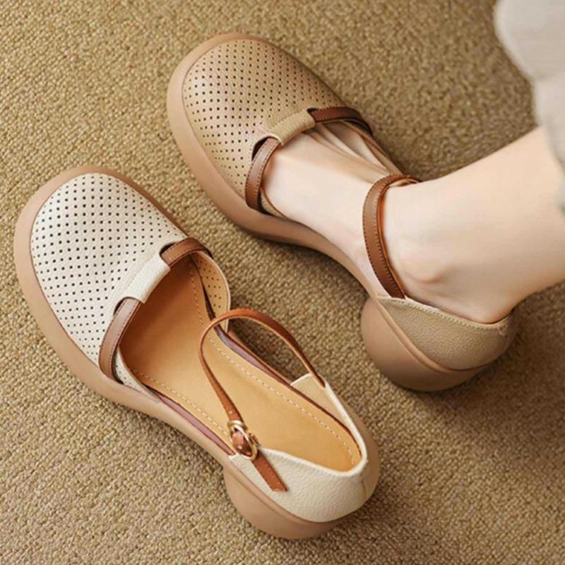 Baotou Thick-soled One-piece Slip-on Roman-style Sandals, Slip-on Shoes with Holes, French-style Thick Heel High Heels