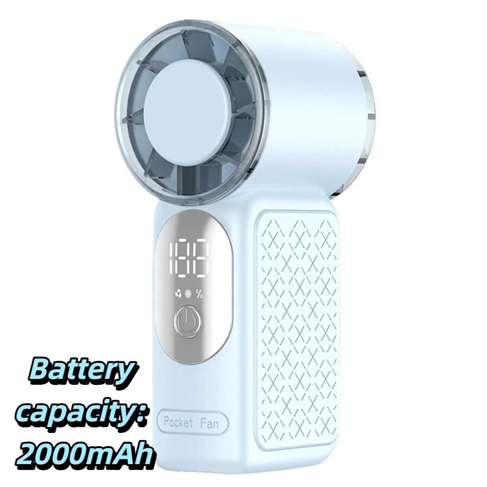 Ultra-Long Battery Life Ice-Cooling Handheld Fan Rechargeable Mini Fan for 5V/1A/2000mAh Commuting синий