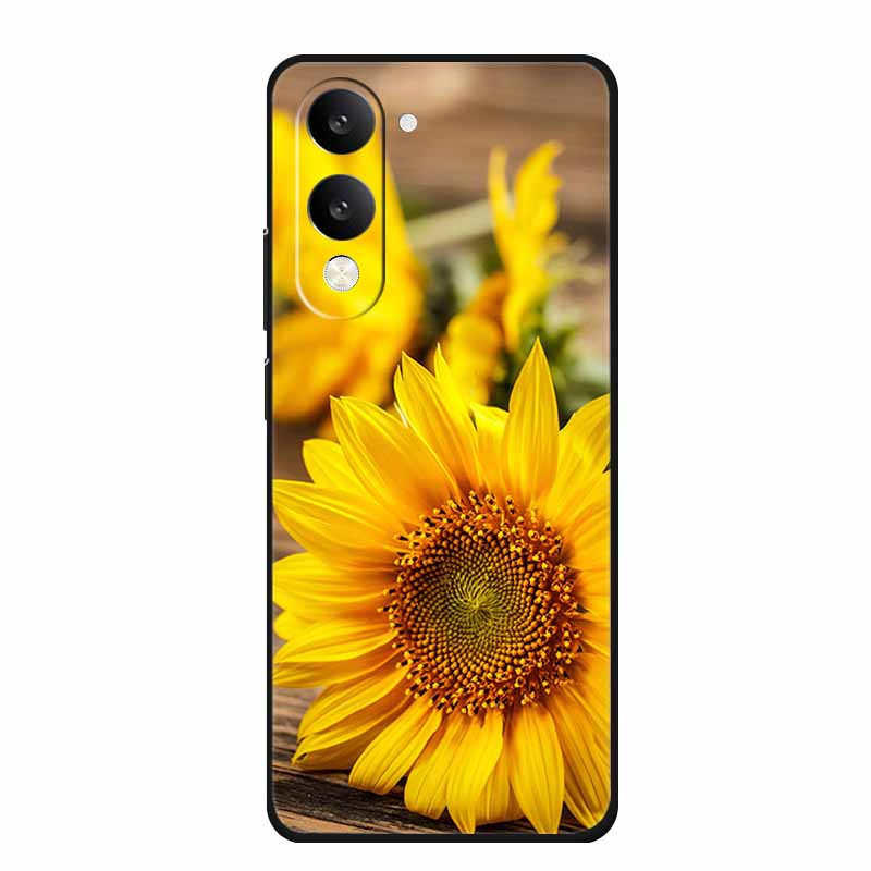 For Vivo Y29T Y29s Case Y 29 T S Coque Flowers Black Silicone Soft Back Cover For Vivo Y19s GT 5G iQOO Z10 Lite Phone Case Funda