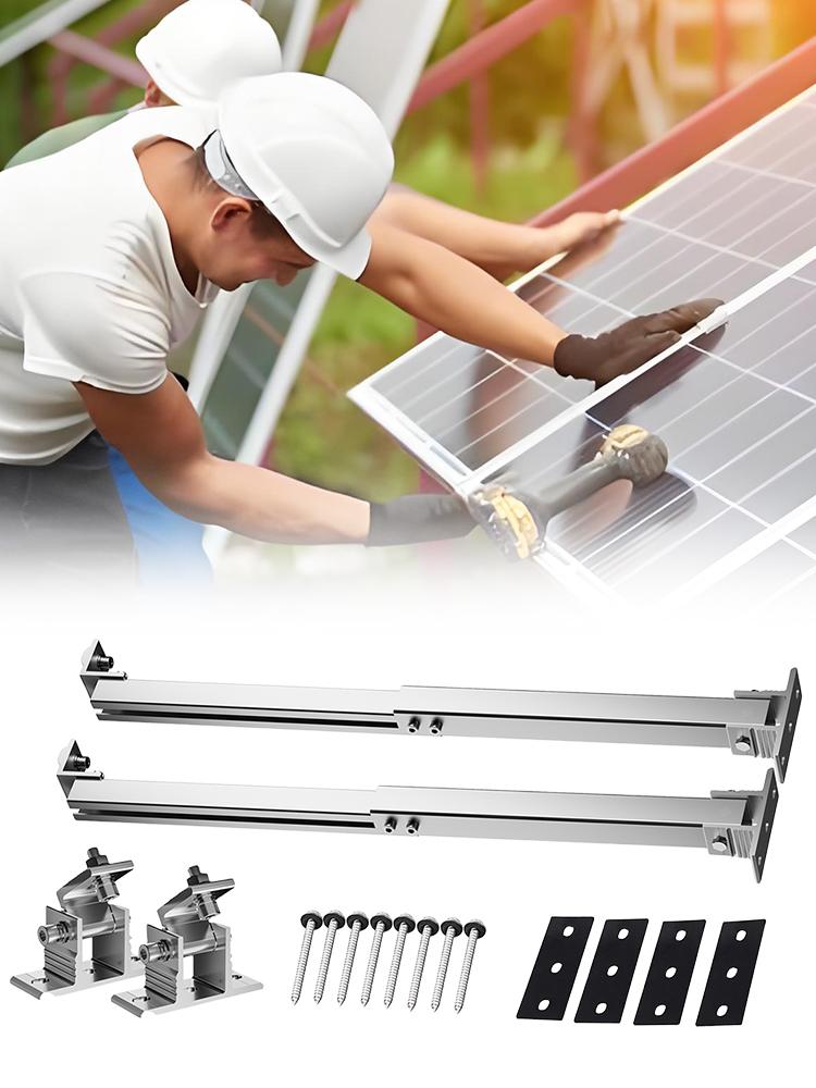 Solar Panel Mounting Rack Aluminum Alloy Solar Holder End Clamp Kit Adjustable Solar Panel Mounting Bracket 15-30 Degrees