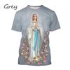 T-shirt Imprimé 3D Vierge Marie Déesse de la Miséricorde de Pâques Chrétien Béni Jésus Dieu T-shirt Style Féminin Vêtements Hauts à Manches Courtes T-shirt