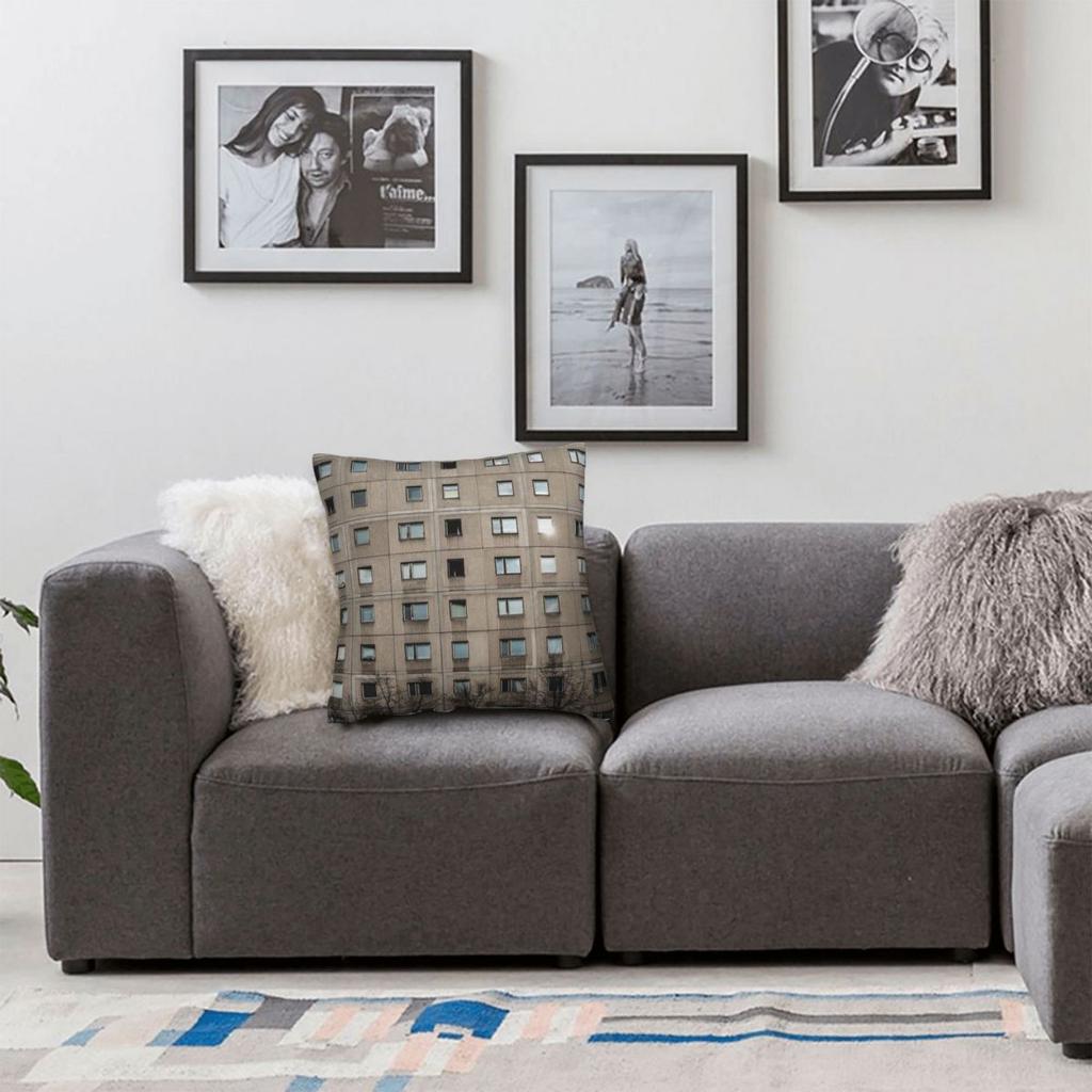Plattenbau Building Facade Architecture Square Pillowcase Polyester Linen Velvet Creative Throw Pillow Case Home Cushion Cover