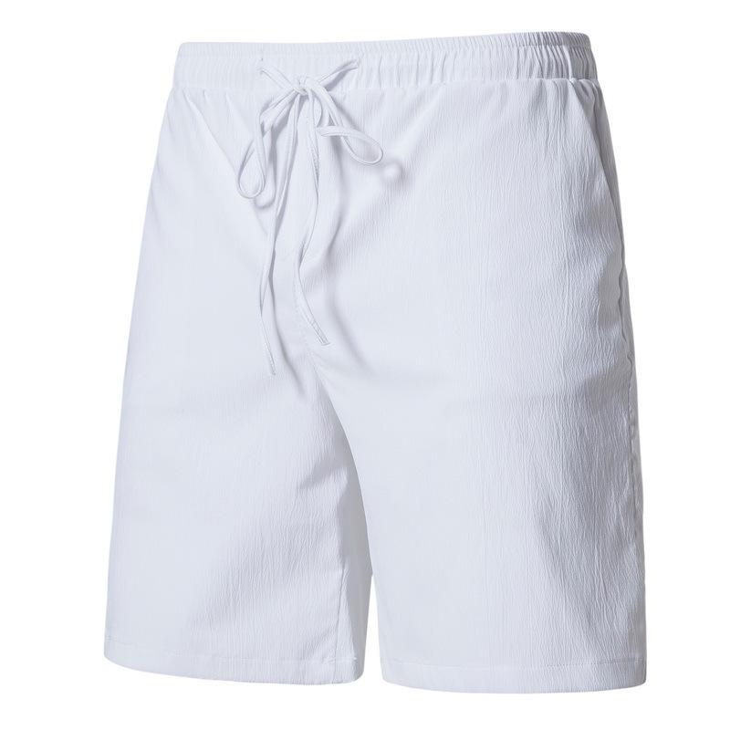 2024 Men's Casual Japanese-Style Cotton & Linen Drawstring Shorts - Solid Color, Lightweight, Youthful Design