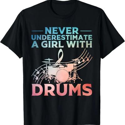 Best Drum Art For Women Girls Percussion Drumming Drummer T-Shirt