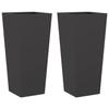 VidaXL Jardinières 2 pcs noir 35x35x75 cm acier, jardinière d'extérieur, boîte à fleurs, boîte de jardin, jardinière de 851081