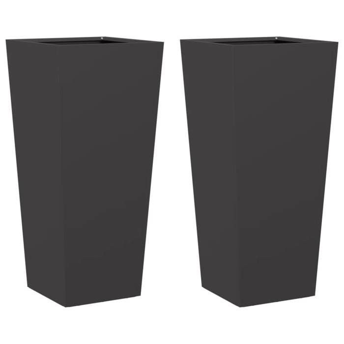VidaXL Planters 2 Pcs Black 35x35x75 Cm Steel, Outdoor Planter, Flower Box, Garden Box, Planter 851081