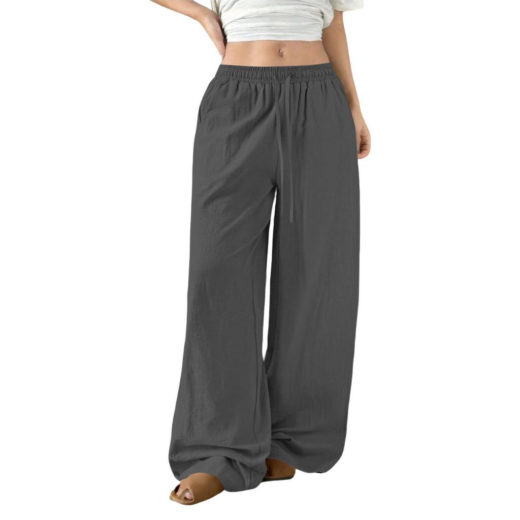 Women's High-Waist Loose Wide-Leg Drawstring Pants - Spring & Autumn