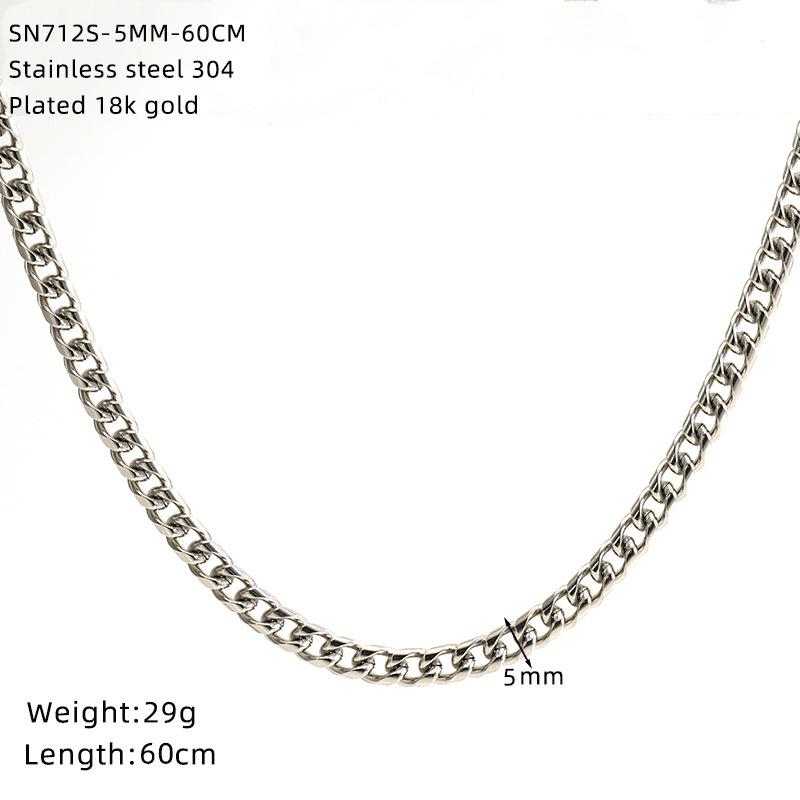 Men'S And Women'S Necklaces Hip-Hop Round Grinding Chains Vacuum Electroplated Gold Titanium Steel Jewelry Stainless Steel Necklaces