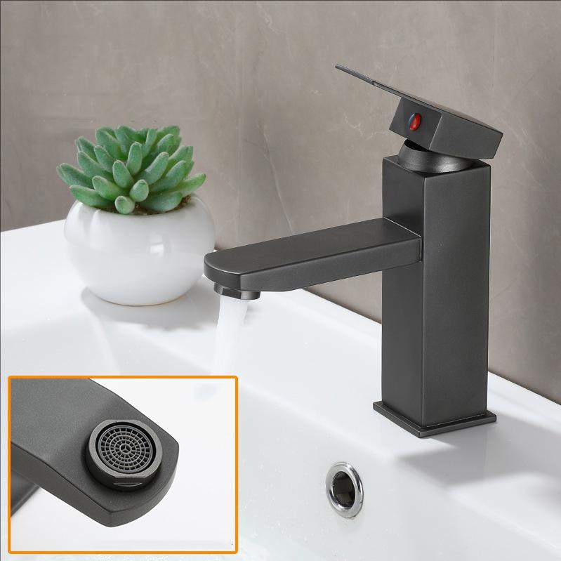 Black Basin Faucet Hot and Cold Mixers Bathroom Wash Basin Faucets Taps Single Handle Cream White Basin Faucets Gray White