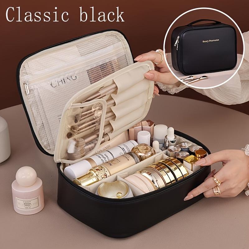 1PC multi-layer large-capacity removable cosmetic bag, travel cosmetic storage bag with brush storage, unisex portable beauty essential small bag,