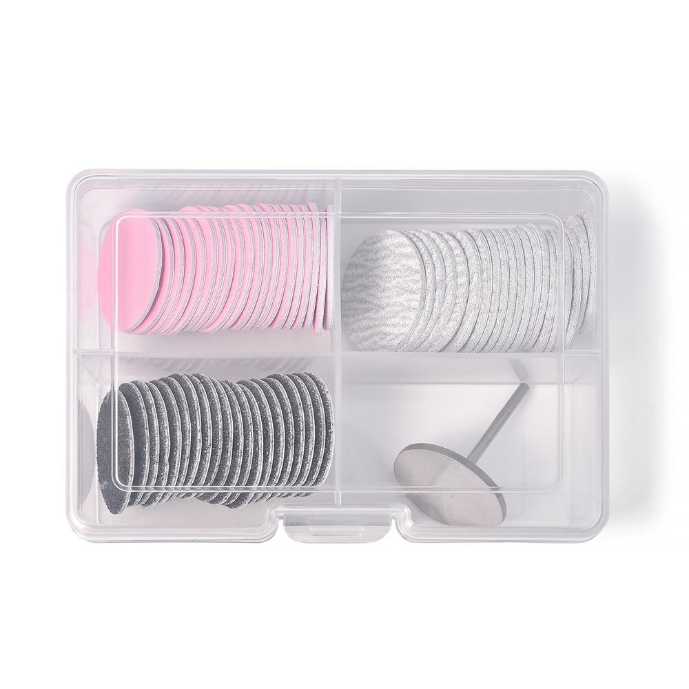 Set austauschbares Schleifpapier für abgestorbene Haut für Maniküre Pediküre mit Metallscheibe Nagelbohreraufsatz Hornhautentfernung Fußpflege Werkzeug Zubehör