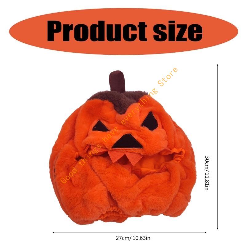 Unique Cartoon Plush Helmets Accessory Lovely Plush Pumpkins Helmets Hat for Bikers and Motorbikers 55KF