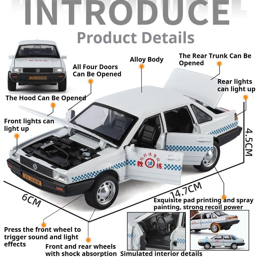 1:32 Santana Retro Car Mode Toy Metal Diecast Sound Light Shock Absorption Training Vehicle Models Simulation Hobby Ornaments