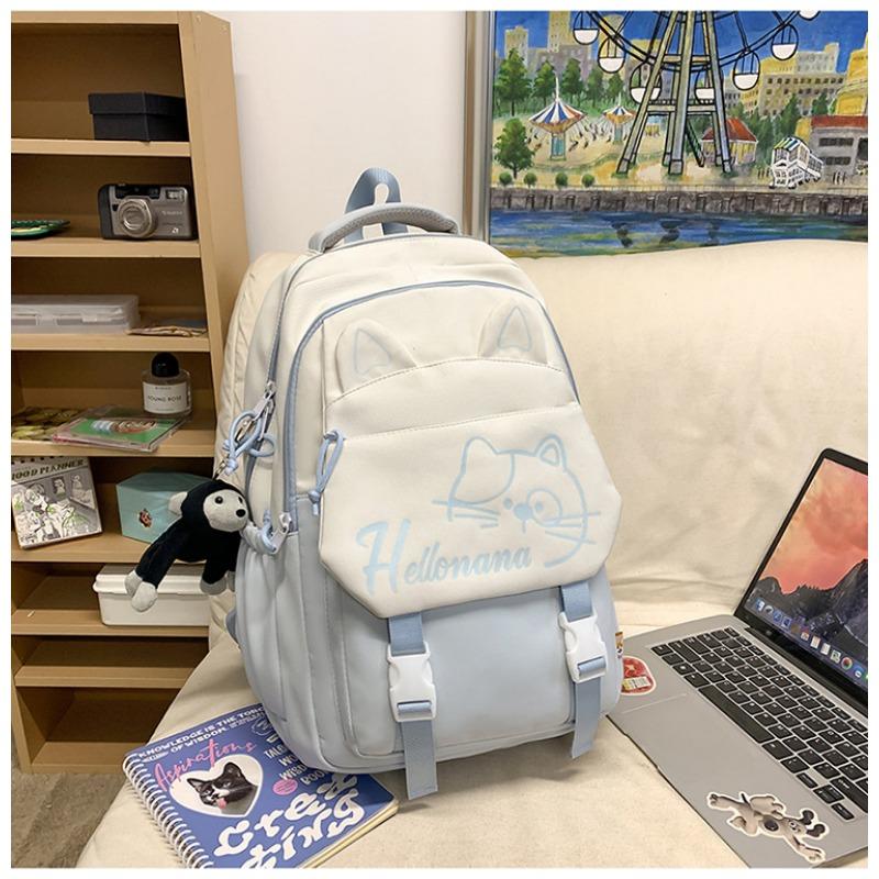New Student Schoolbag Female Junior High School Students' Large-capacity Leisure Simple Kitten Printed Backpack Backpack
