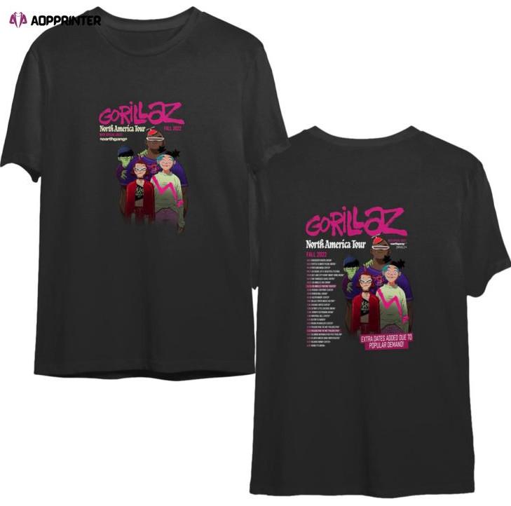 

North America Tour Fall Gorillaz Tour Music Shirt, Gorillaz Tour 2022 Shirt S