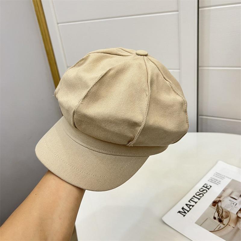 

Простая хлопковая сшитая восьмиклинка женская осенне-зимняя модная универсальная литературная ретро кепка-утка кепка-газетчик M（56-58cm）