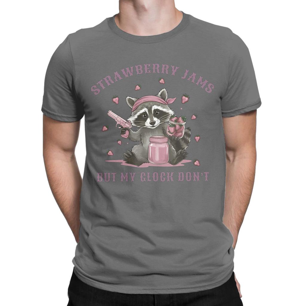 strawberry jams but my don't raccoon Merch Unisex T Shirts 100% Cotton Tee Graphic Printing T-shirt Clothing