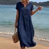 Summer European and American New Seaside Vacation White Women's Casual Solid Color Cotton and Linen Dress Mixed Batch