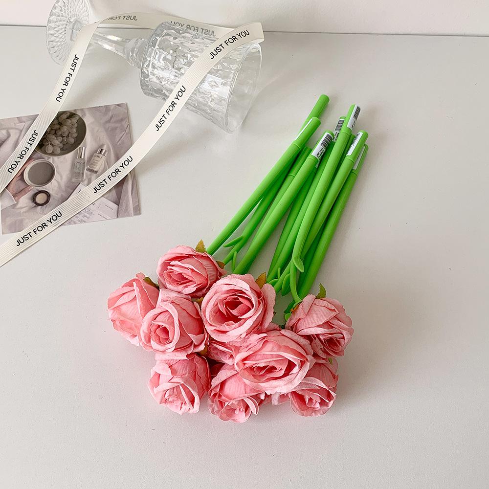 1 Piece Cute Rose Silicone Gel Pen Soft Gel Flower Ballpoint for Journaling Elegant Aesthetic Writing Gift for Teen Girls Student Supply