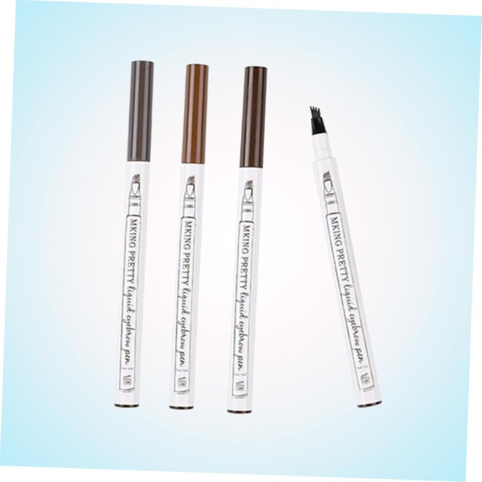 Microblading Eyebrow Pencil Set 4 Tip Waterproof Long Lasting 3D Hair Effect Brown Chestnut