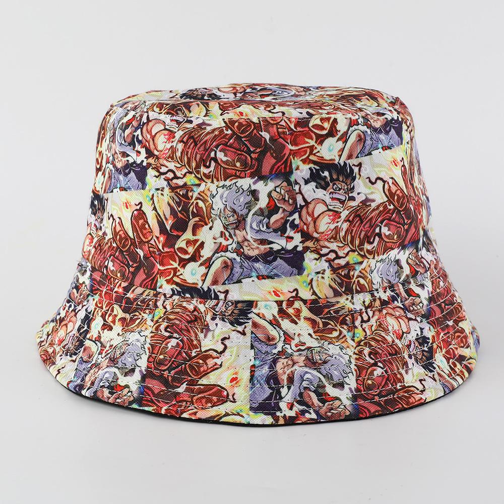 One Piece Anime Luffy Block for Men and Women, One Piece Outdoor Sun Protection Versatile Pot Hat, Printed Bucket Hat