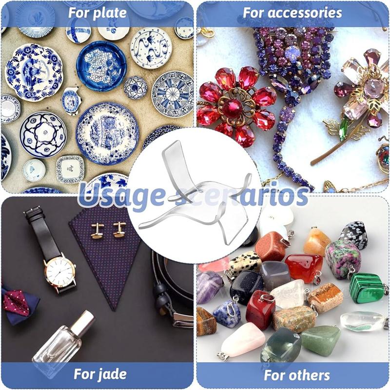A84X-Mini Easel Stands For Display 3-Piece Set Size Acrylic Holder For Rock, Stone, Geodes, Small Collectible Items(72Pcs)