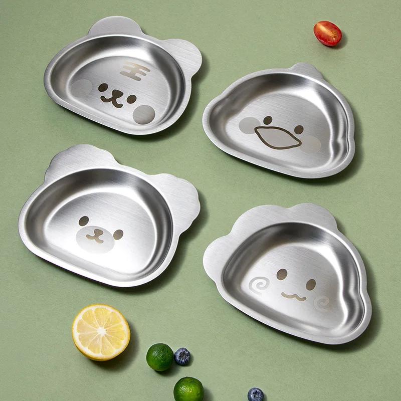 316 children's tableware Cartoon dinner plate Kindergarten school 304 stainless steel plate Cute baby food plate