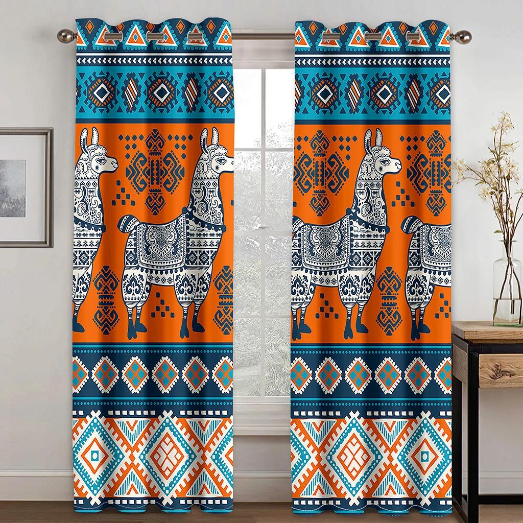 3D Mandala Boho Colorful Curtains Bohemian Flowers Stripes Decor Curtains 2 Panels For Bedroom Living Room Ethnic Vintage Style