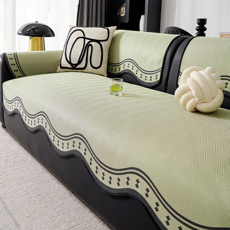 Ice Silk Sofa Cushion Light Luxury High Sense Simple Modern Straight Row Sofa Summer 2025 New Fixed Non-slip