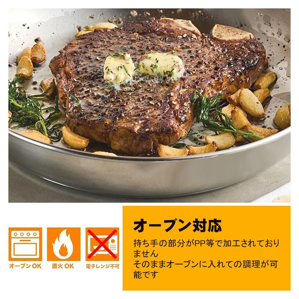 20cm Deep Frying Stainless Induction Gas Dishwasher Safe Pan, Steel, Uncoated, Triple-Layered Bottom, Compatible, Compatible, (20cm)