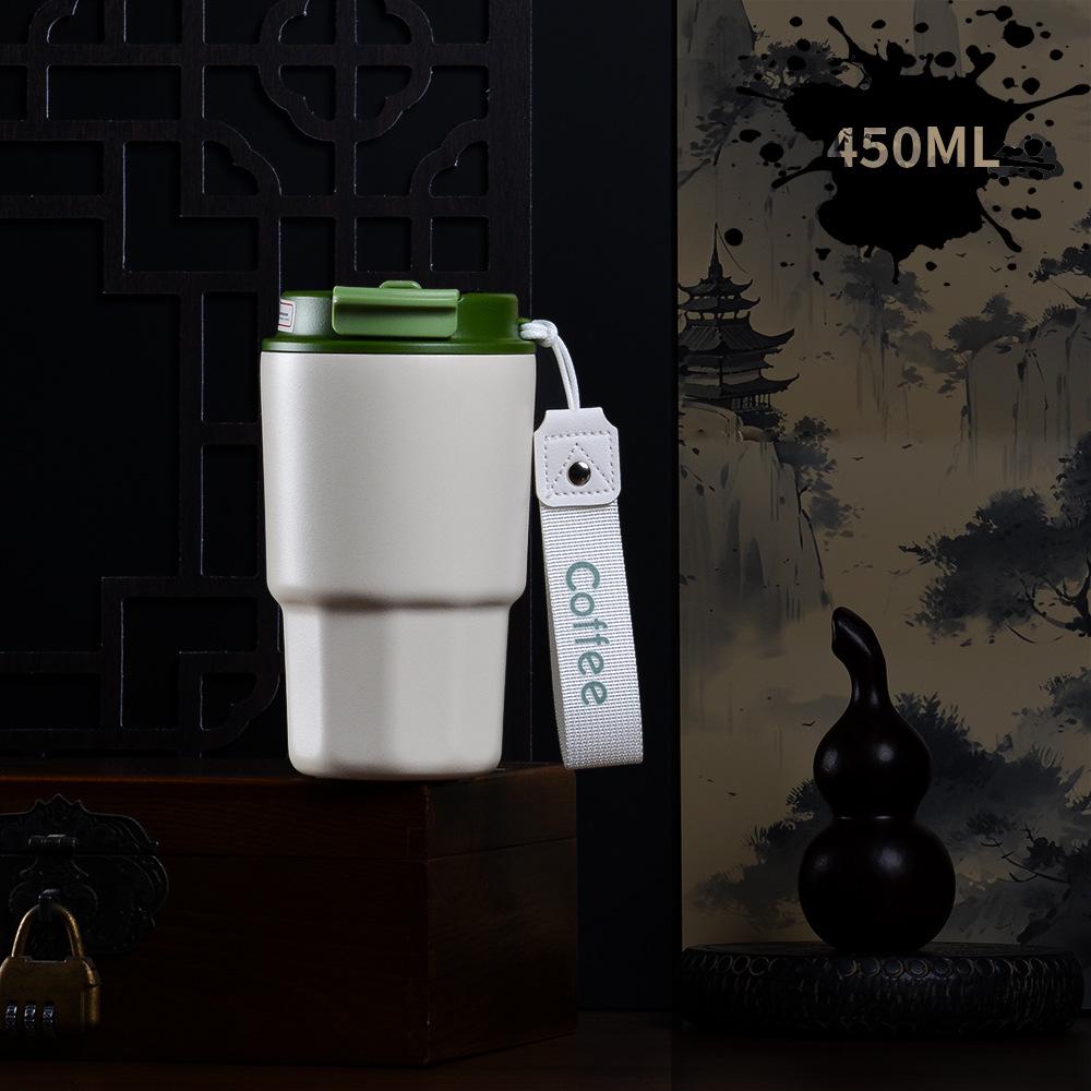 Compact Ceramic-Lined Coffee Thermos for Women - Stylish Stainless Steel Insulated Cup