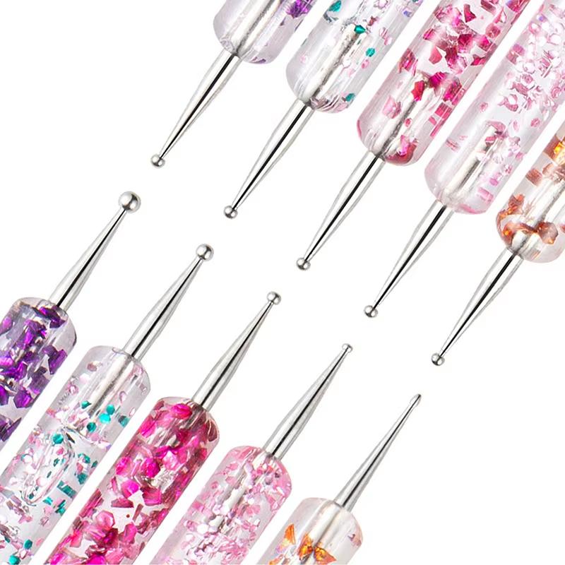 5 Peças/conjunto Caneta Pontilhadeira Portátil para Nail Art Cabo de Contas de Cristal Ponta Dupla Desenho Pintura Strass Gemas Canetas Ferramentas de Manicure