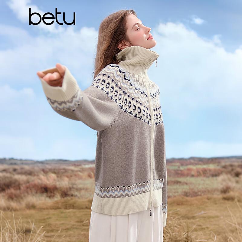 

Betu Women s Fair Isle Double-Zip Knit Cardigan L