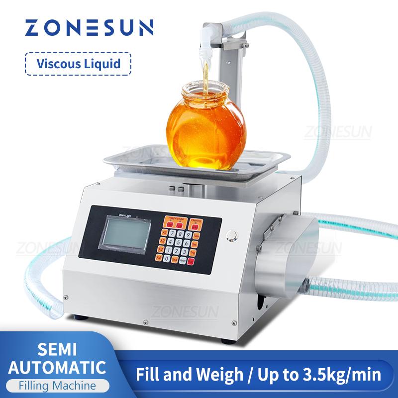 ZONESUN ZS-GPGT1 Digital Gear Pump Weighing Filling Machine For Honey Paste Liquid Jam