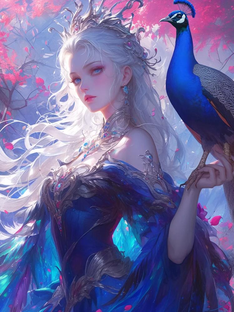 

5D Diy Алмазная картина Красочная фея Павлин Полная круглая квадратная мозаика Вышивка крестом Набор для вышивки украшение для дома Подарок Full Round 20x30CM