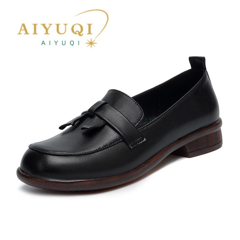 Fashion AIYUQI Loafers Women 2025 Spring New Genuine Leather British Style Women Shoes Slip-on Lazy Beanie Shoes Women