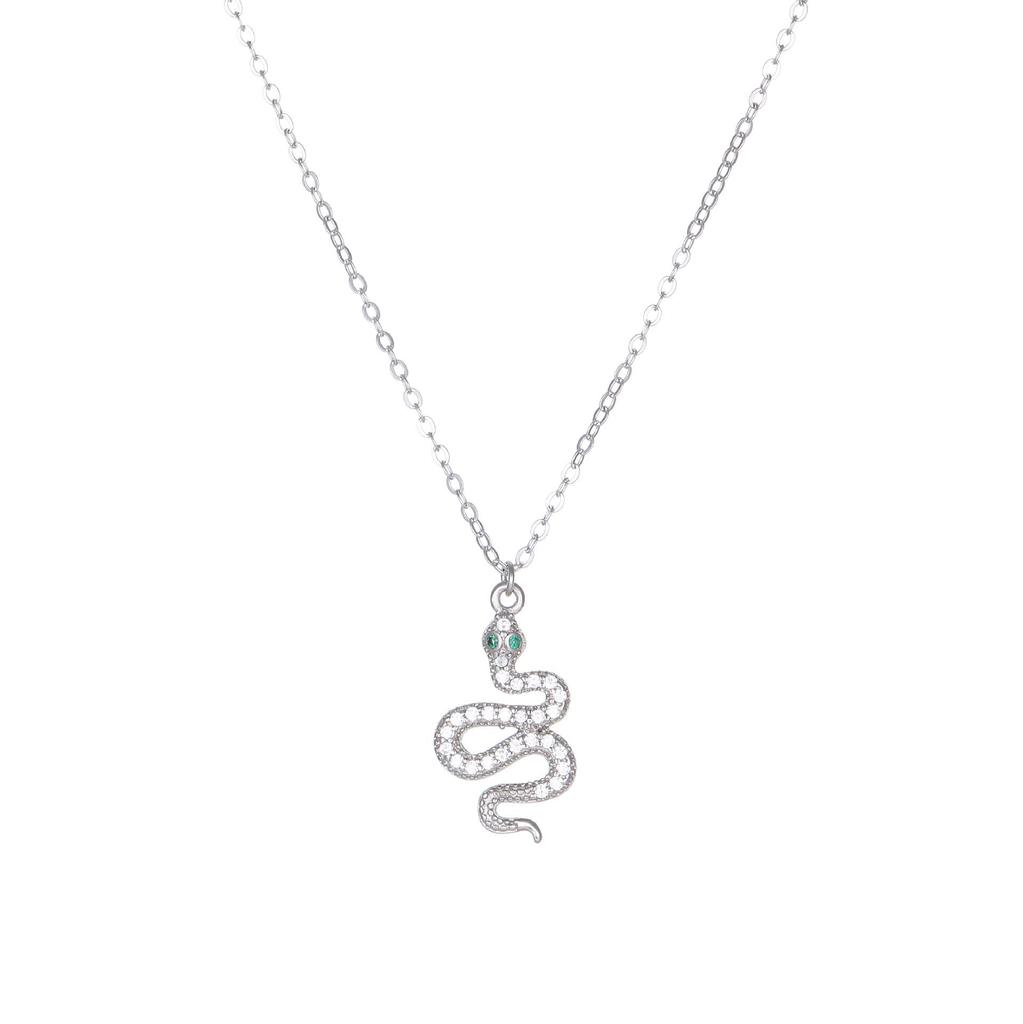 18K Gold-Plated S925 Sterling Silver Snake Necklace with Diamonds - Elegant Women's Clavicle Chain, Niche Design, Luxurious Fashion Accessory