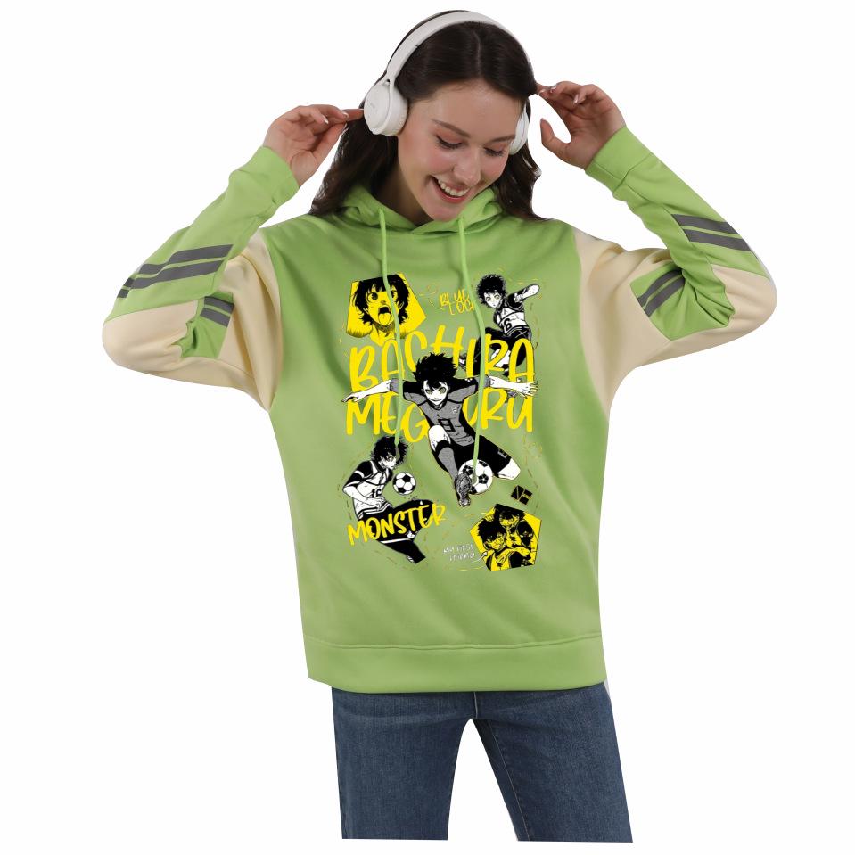 Blue Lock Anime Colorblock Hoodie mit Fleece für Damen und Herren - Herbst/Winter