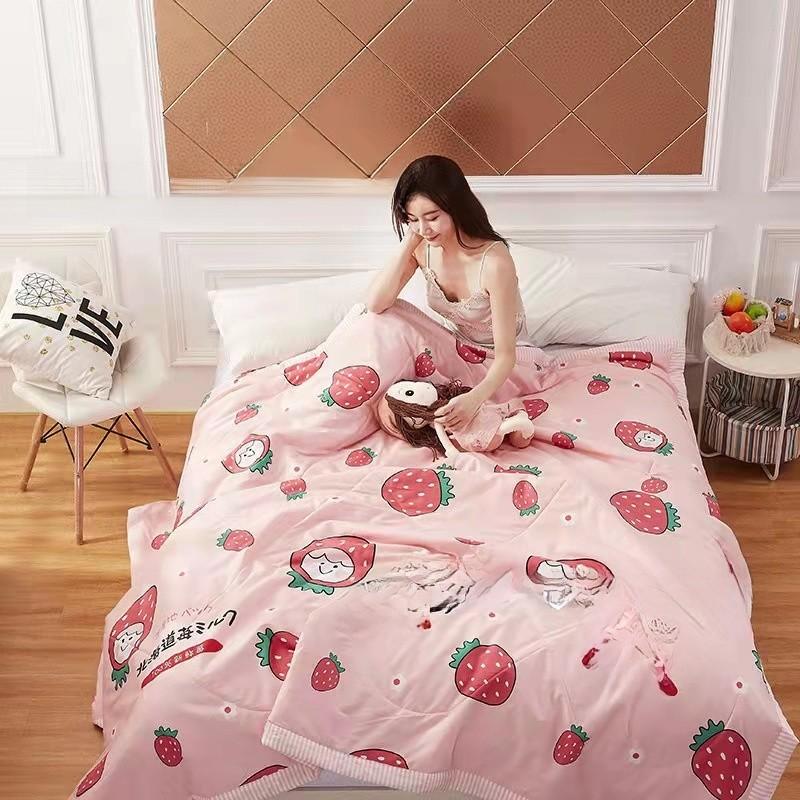 Printing Flower Breathable Cotton Blended Summer Blanket For Comfort Indoor
