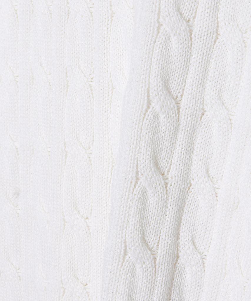 LEE Round Neck Cable Short Sleeve Knit White