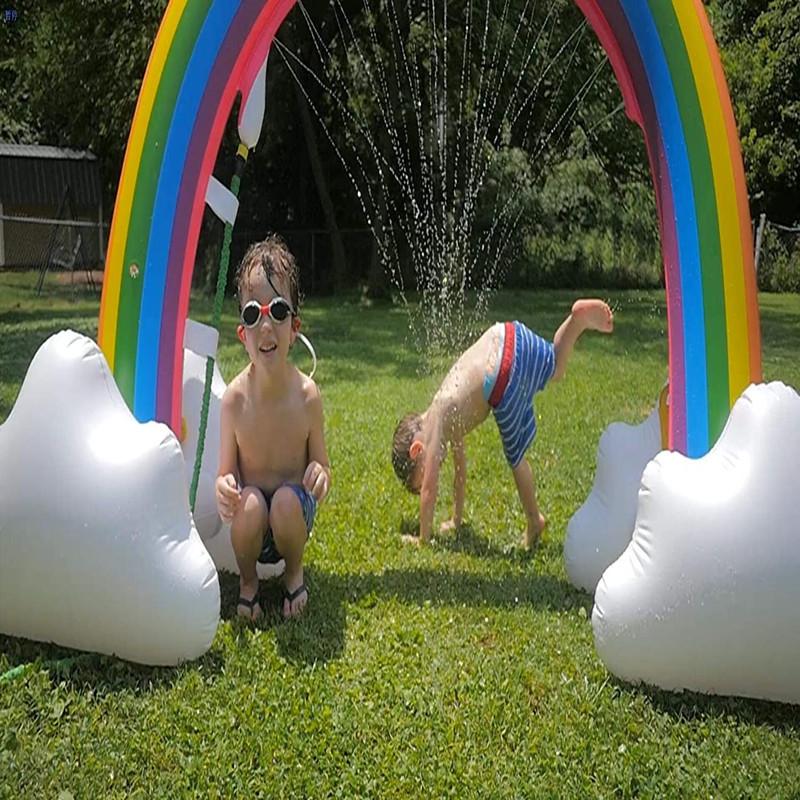 Inflatable Rainbow Bridge Shark Cloud Sprinkler Toy for Kids' Water Play