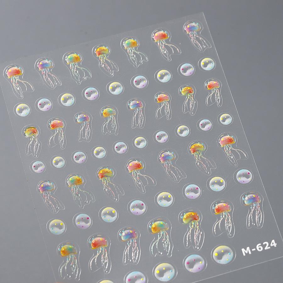 Goldfish in Bag 5D Nail Art Sticker Jelly Like Translucent Goldfish with Bubble Cute Aquatic Manicure Decal DIY