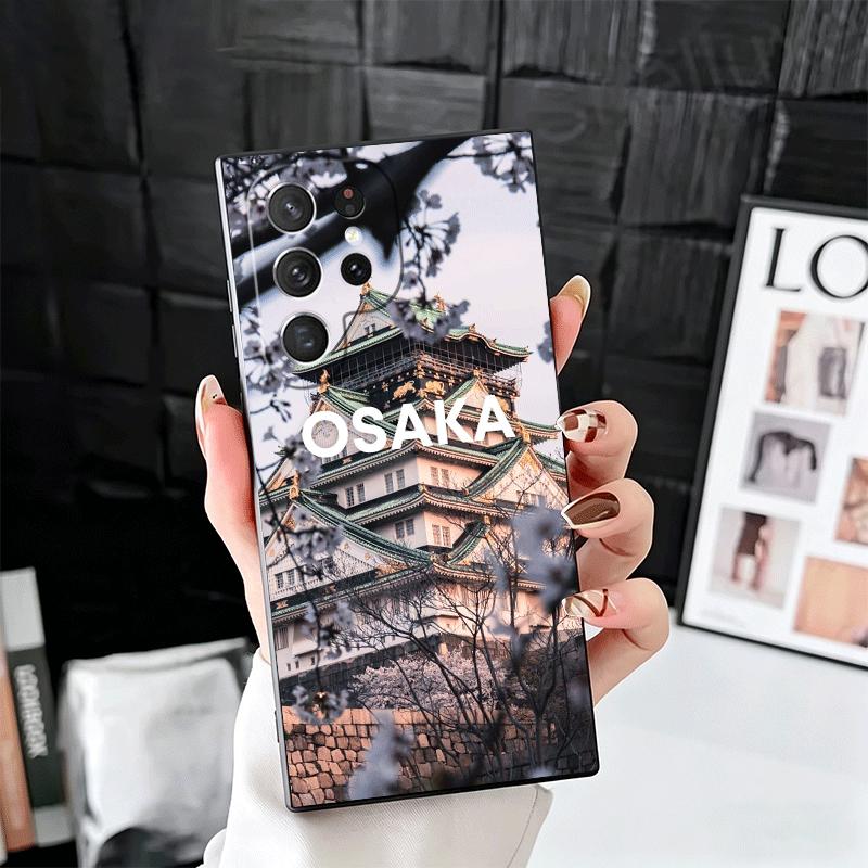 Osaka Tokio Japan Landschaft Weiche Handyhülle für Samsung Galaxy S26 S25 Edge S24 Ultra S23 Plus S22 S21 FE S20 Schwarze Rückseite Sie