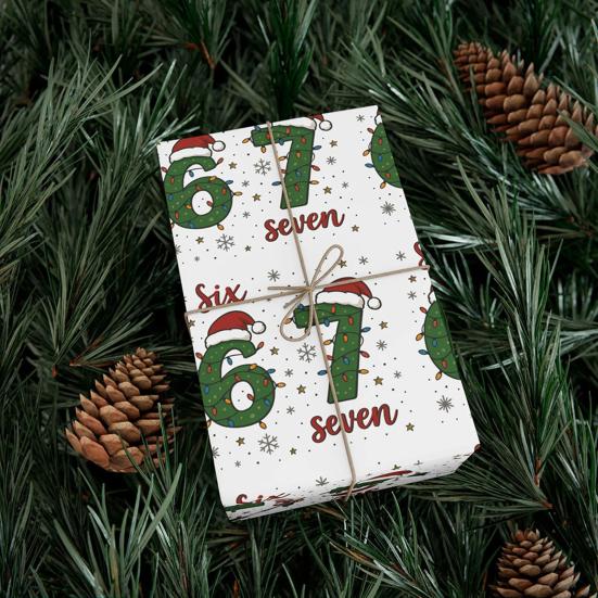 67 Meme Christmas Gift Wrap Funny Wrapping Paper for Kids Unique Brain Rot Holiday Gift Wrap Paper Roll for Birthday Xmas Present Wrapping