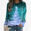 Women Autumn Tops Loose Cat Beautiful Christmas Tree Print Causal Long Sleeve T-shirt Top Blouse