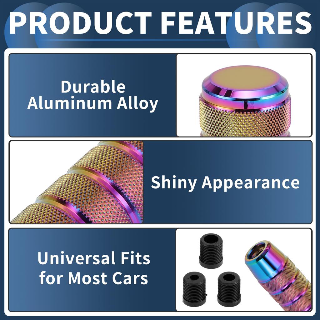 INFINAUTO Car Shift Knob Aluminum Alloy Multicolor with 3 Adapters for Automatic and Manual Vehicles 9.5cm (1 Set)