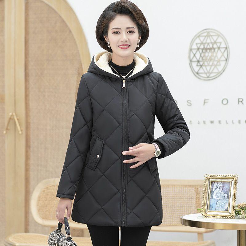 

Женское зимнее пальто Женская парка Куртка средней длины с капюшоном Толстый бархатный теплый пуховый хлопковый утепленный пиджак L чёрный