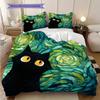 Set Copripiumino Trapuntato con Motivo Gatto Nero Federa Decorazione per la Casa Regalo di Compleanno (1 * copripiumino + 2 * federa, senza nucleo)