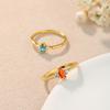 Kinitial New Thin Dainty Red Crystal Rings For Women Gold Color Korean Delicate Zircon Dating Ring For Teen Girls Trendy Jewelry